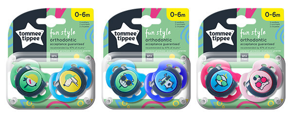 Chupetes Tommee Tippee Fun Style 0-6 meses, pack 2 uds - M+O